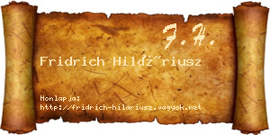 Fridrich Hiláriusz névjegykártya